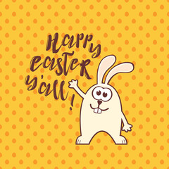 Easter greeting card with rabbit and text
