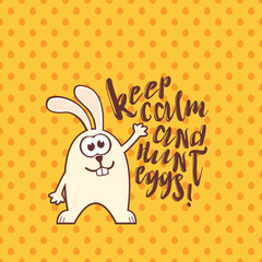 Easter greeting card with rabbit and text