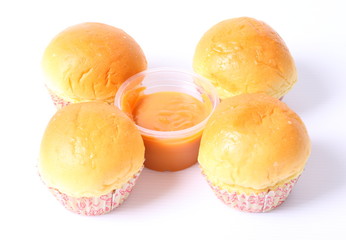 bun bread fill with custard cream