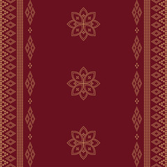 Seamless geometric ornamental vector pattern on red background. Abstract background motif ulos. creative design textile pattern. tribal ethnic design