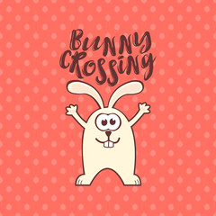 Easter greeting card with rabbit and text