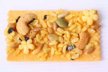 Dessert of cereal and fruit isolated on white background