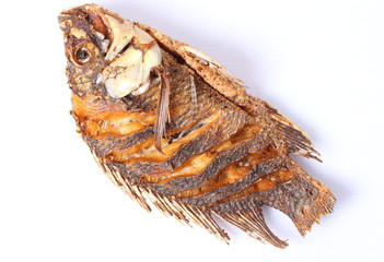 Fried fish isolated on white background