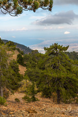 Fototapeta na wymiar View from Mount Olympus, highest peak of the island of Cyprus.