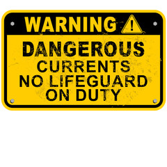 Dangerous currents warning sign.