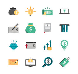 finance money business economy icons set