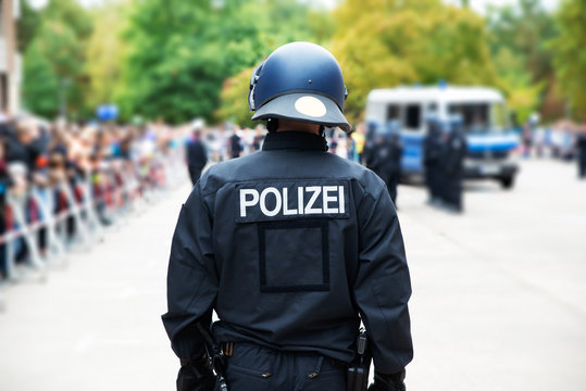German Policeman At Public Protest