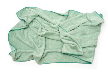 terry towel used after taking a shower or in a spa on a white background