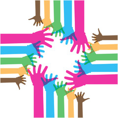 Hand symbol community care logo vector illustration design