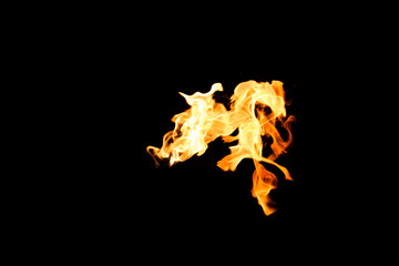 Black background burning fire