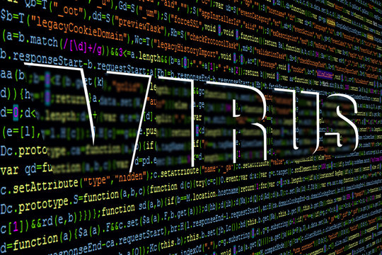 Software Developer Program Code. Abstract code of a computer program with the inscription Virus.