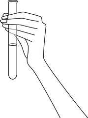 試験管を持つ女性の手元