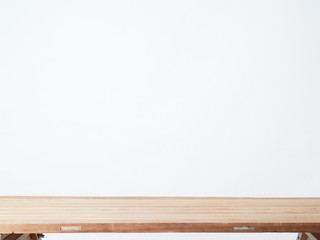 Wood table isolated on white background.