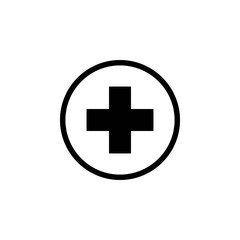 Obraz premium Icon plus outline black white in circle, for app button vector