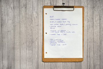 Honey do list. A handwritten 