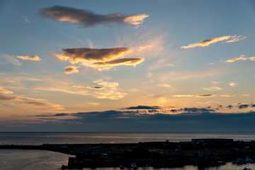View of sunrise at Atami port