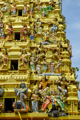 Colombo, Sri Lanka - February 2020: Detail of the New Kathiresan Kovil Temple on February 4, 2020 in Colombo, Sri Lanka.