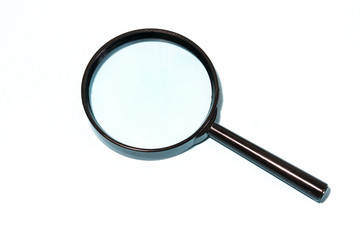 Magnifying glass on a pure white background.