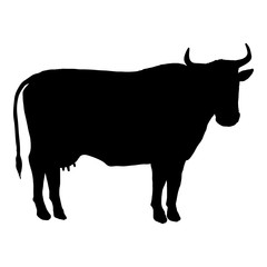 Cow Silhouette. Vector Cattle Illustration.
