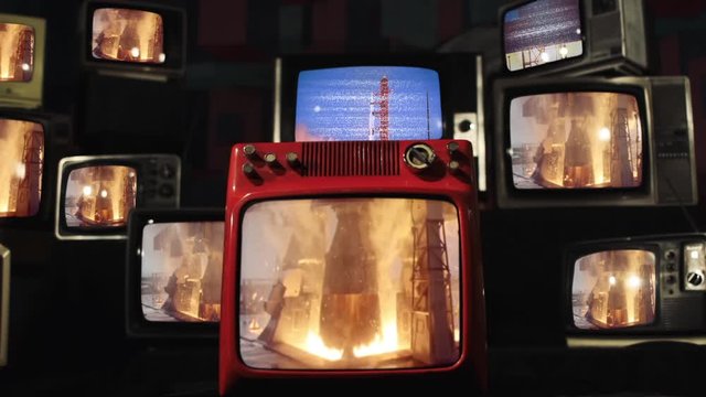 Apollo 11 Launch and Retro Televisions. Elements of this Video Furnished by NASA.