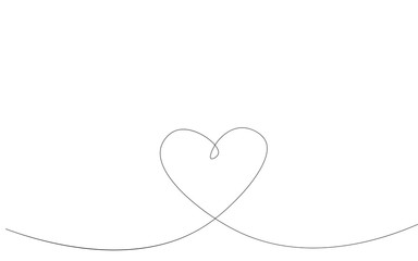 Heart continuous one line drawing, vector illustration