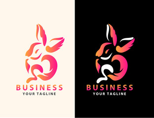 Abstract rabbit logo design template