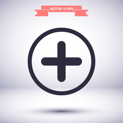 Plus vector icon , lorem ipsum Flat design