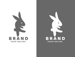 Cute minimalist rabbit logo design