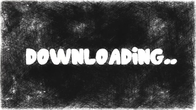 word quote "downloading" animation on  with grunge blackboard background