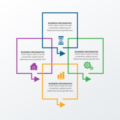 Infographic business concept design with icons and options or steps. Thin line vector. Can be used for flow charts, presentations, web sites, banners, printed materials. EPS 10