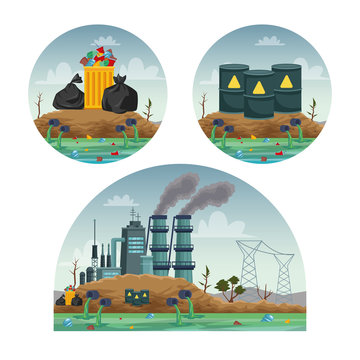 factory industry polluting teh water scenes