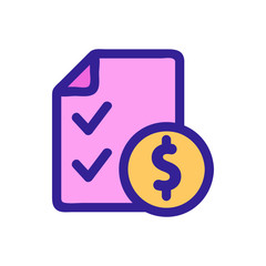 dollar document icon vector. Thin line sign. Isolated contour symbol illustration