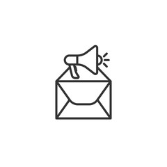 Fototapeta na wymiar Envelope notification icon in flat style. Email with speaker vector illustration on white isolated background. Receive mail message business concept.