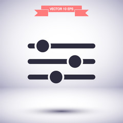 Settings music vector icon , lorem ipsum Flat design