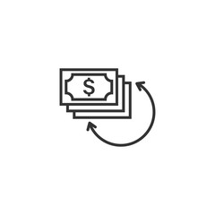 Income rate increase icon in flat style. Finance performance vector illustration on white isolated background. Coin with growth arrow business concept.