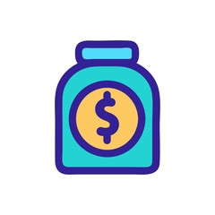 Dollar piggy bank icon vector. Thin line sign. Isolated contour symbol illustration