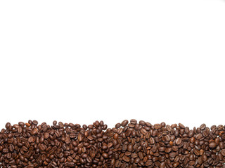 roasted coffee beans on white background