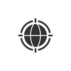 Earth planet icon in flat style. Globe geographic vector illustration on white isolated background. Global communication business concept.