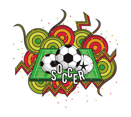 soccer sport balloons scene icons