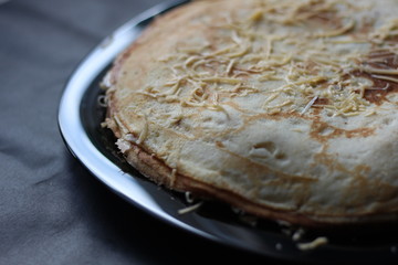 Maslenitsa. Carnival. A stack of Russian thin pancakes