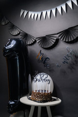 Happy Birthday cake with one balloon 