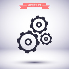 Gears vector icon , lorem ipsum Flat design