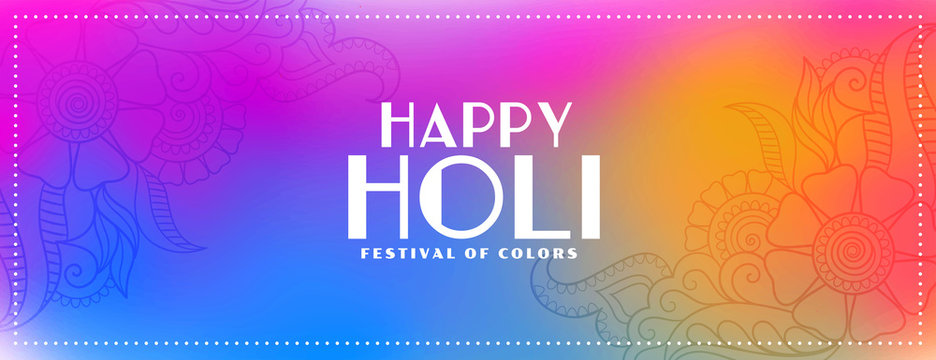 Colorful Banner For Happy Holi Festival Design