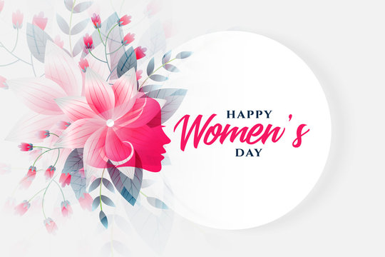 happy womens day flower background with face