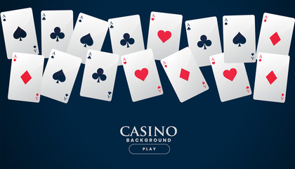 casino playing cards placed in a line background