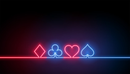 neon symbols of casino playing cards background © starlineart