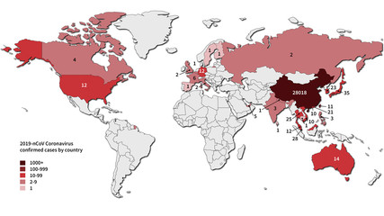 2019-nCoV. China pathogen respiratory coronavirus 2019-nCoV. Flat world vector map with infographics of number of Coronavirus cases.