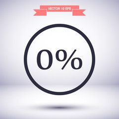 Vector icon 0 percent , lorem ipsum Flat design