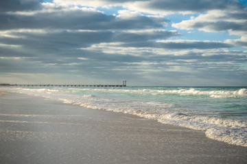 Sunlight over the sea waves