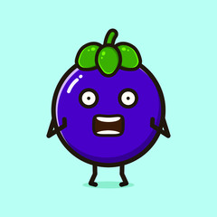 kawaii and cute mangosteen vector